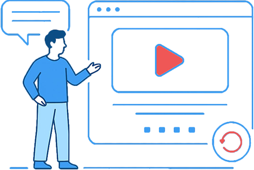 完成したランディングページを紹介する人のイラスト