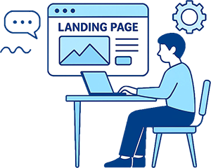 ランディングページを制作する人のイラスト