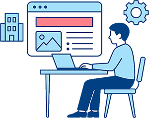 コーポレートサイトを制作する人のイラスト